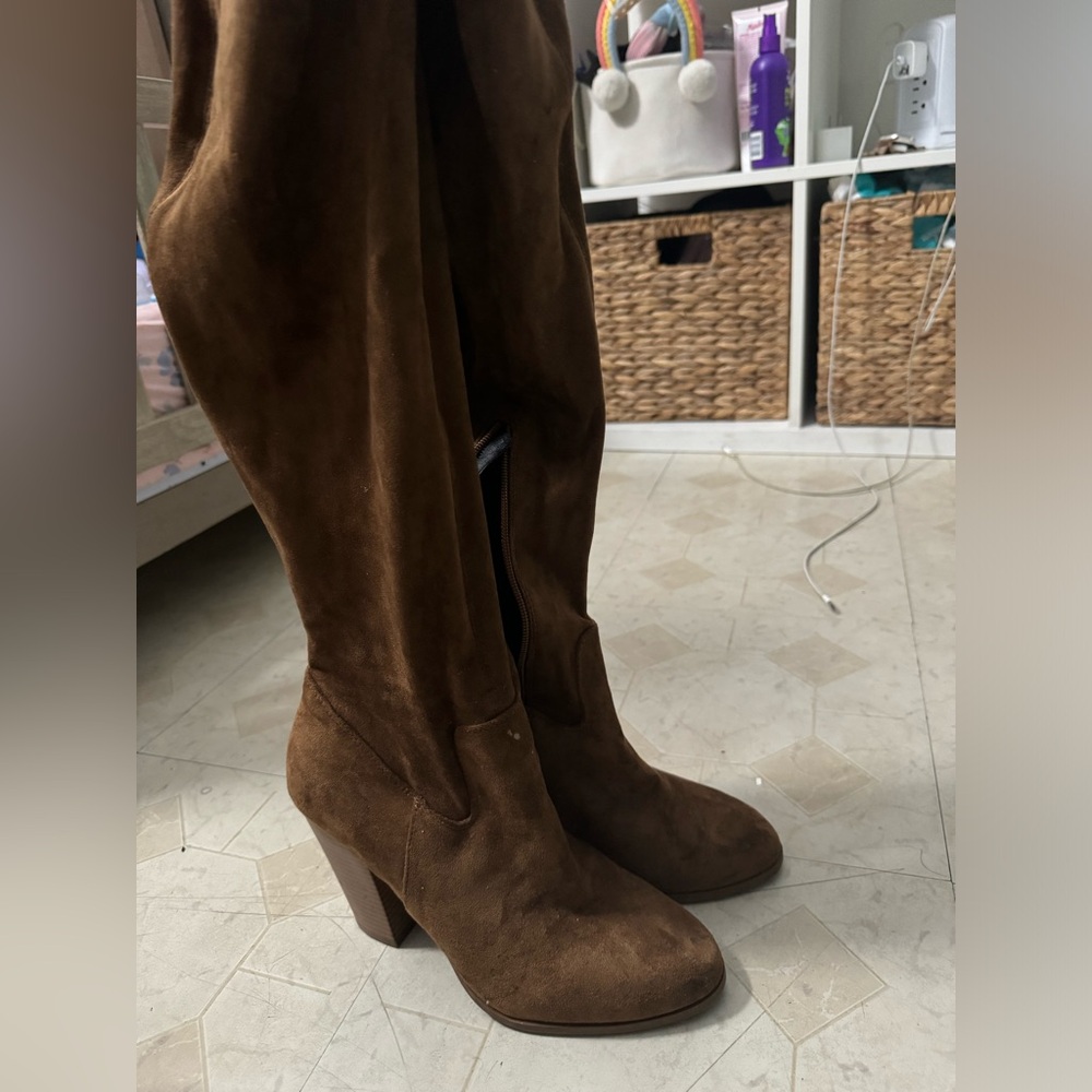 Brown knee high boots